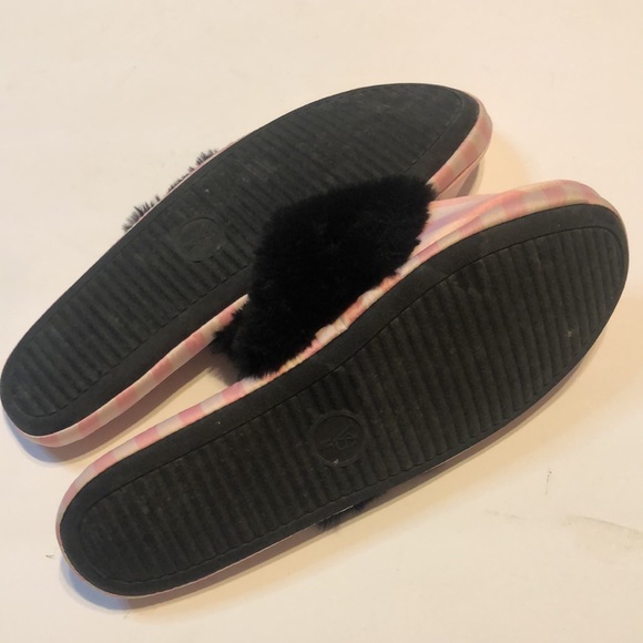 Victoria’s Secret striped black & pink fur slippers - Picture 6 of 7